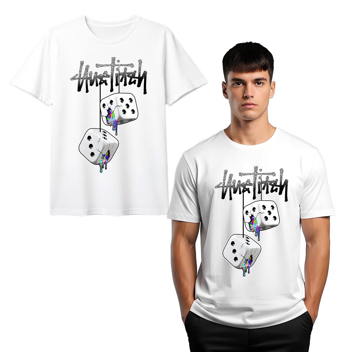 "Unstitch Dice Drip" T-shirt