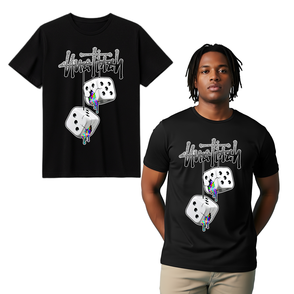 "Unstitch Dice Drip" T-shirt