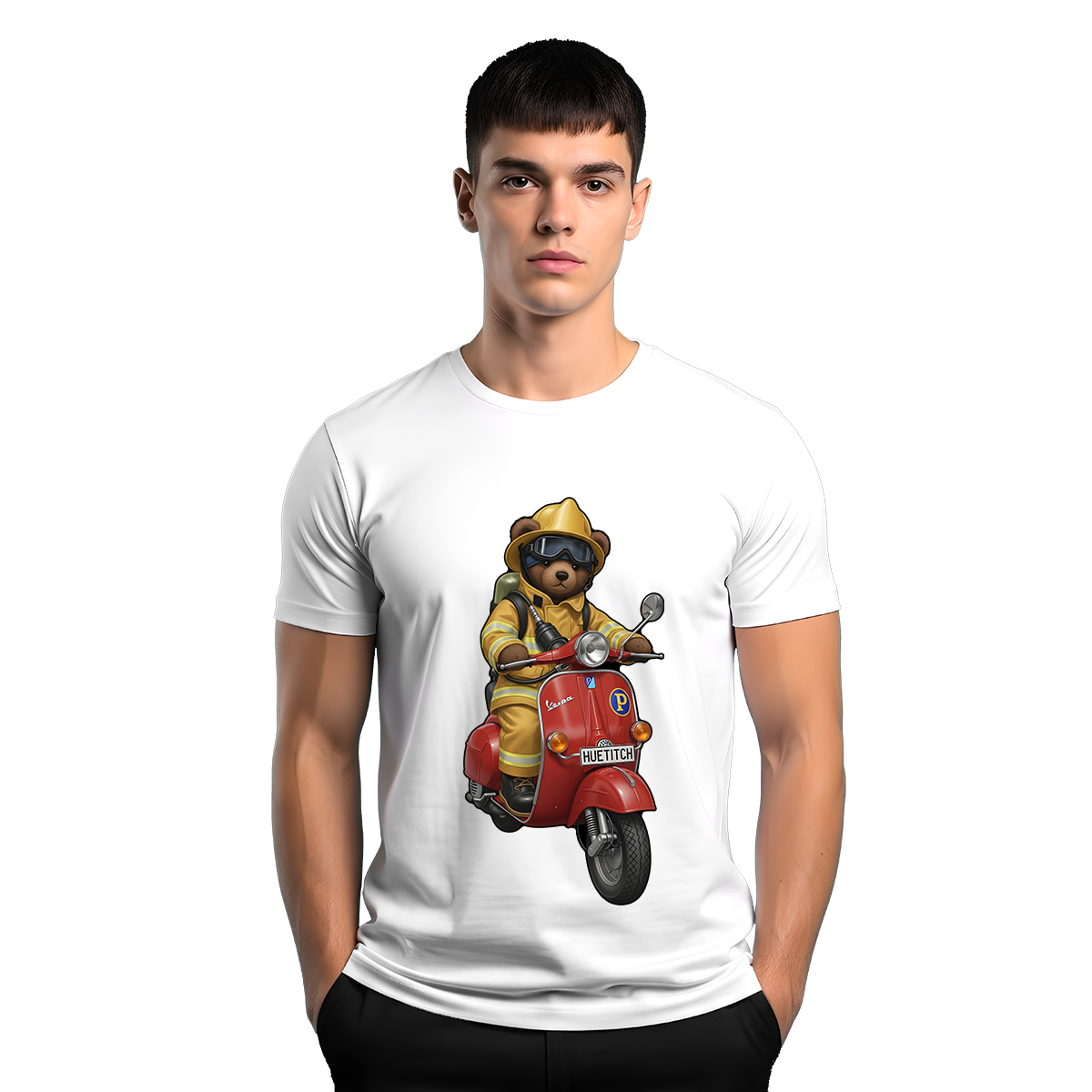 " Firefighter on Scooter 2" T-shirt