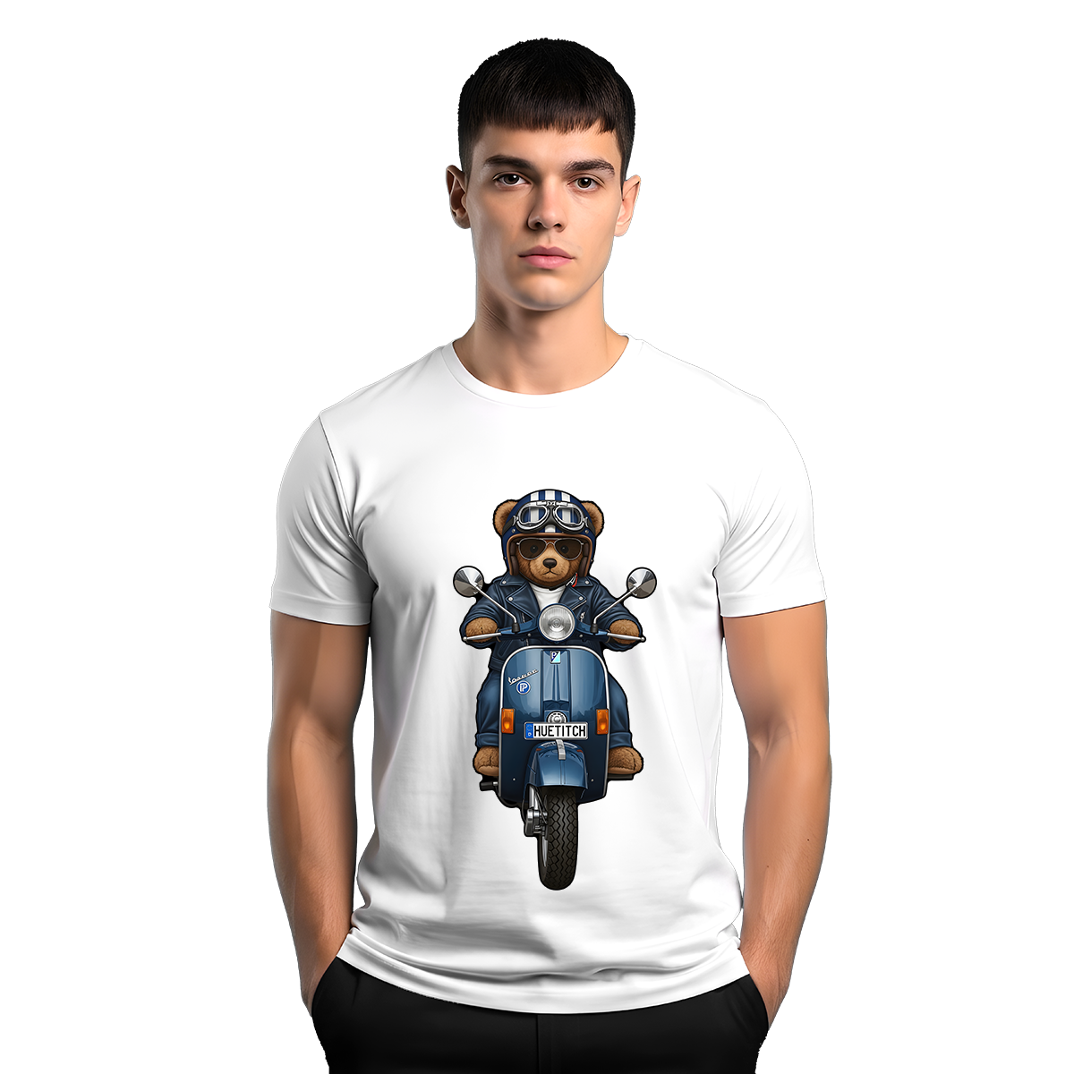 " Dark Navy Scooter Teddy 1" T-shirt