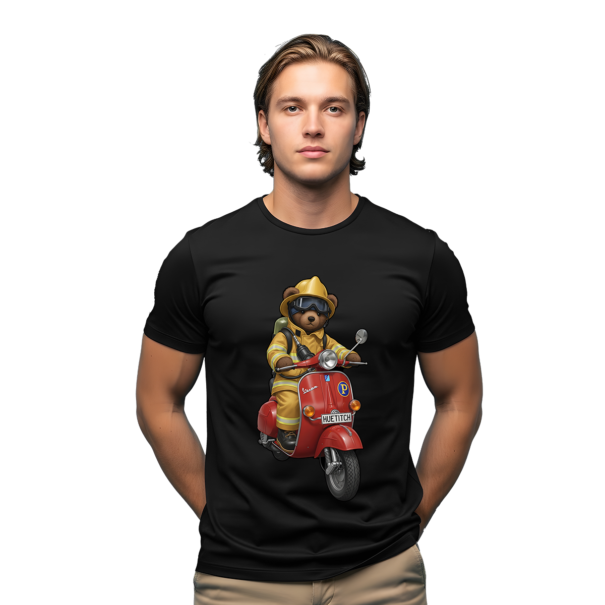 " Firefighter on Scooter 2" T-shirt