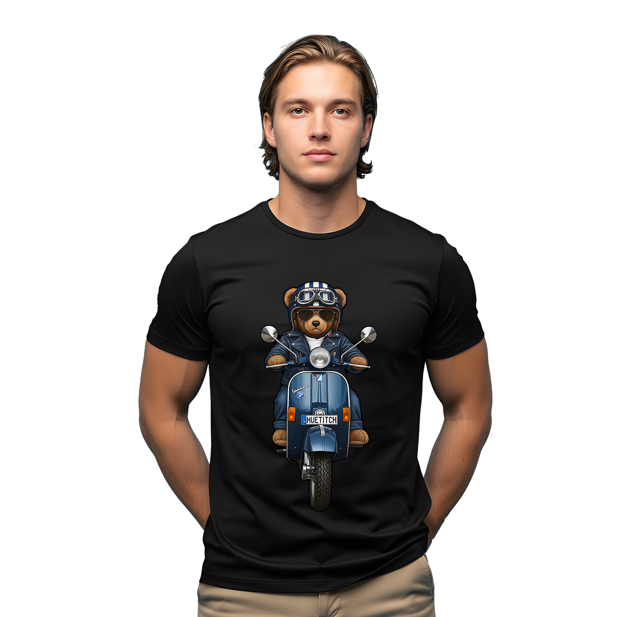 " Dark Navy Scooter Teddy 1" T-shirt