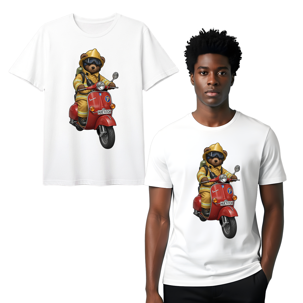 " Firefighter on Scooter 2" T-shirt