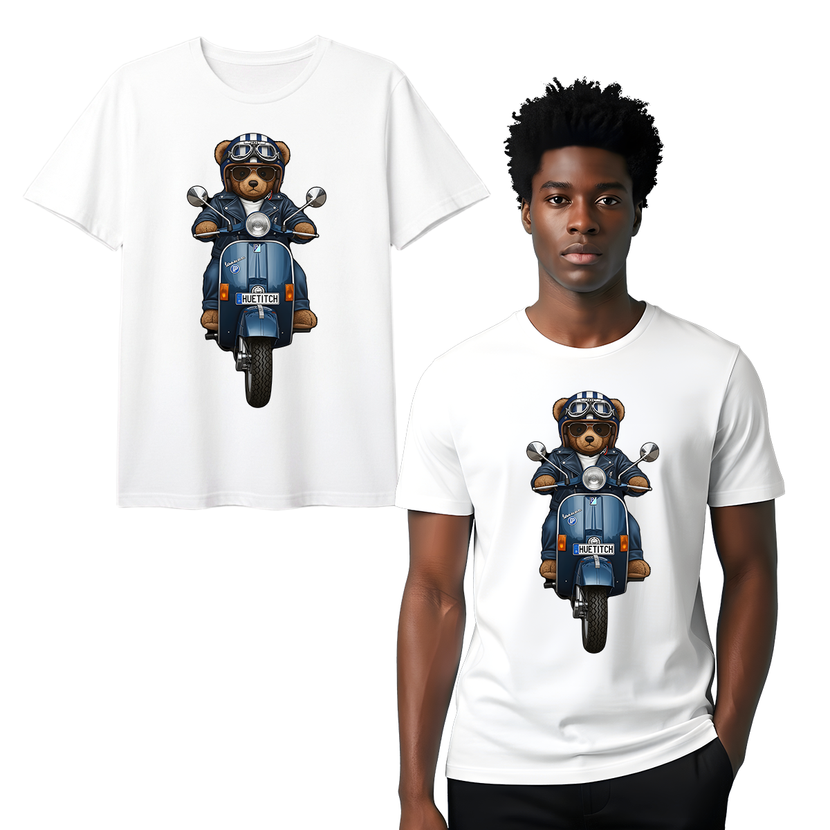 " Dark Navy Scooter Teddy 1" T-shirt