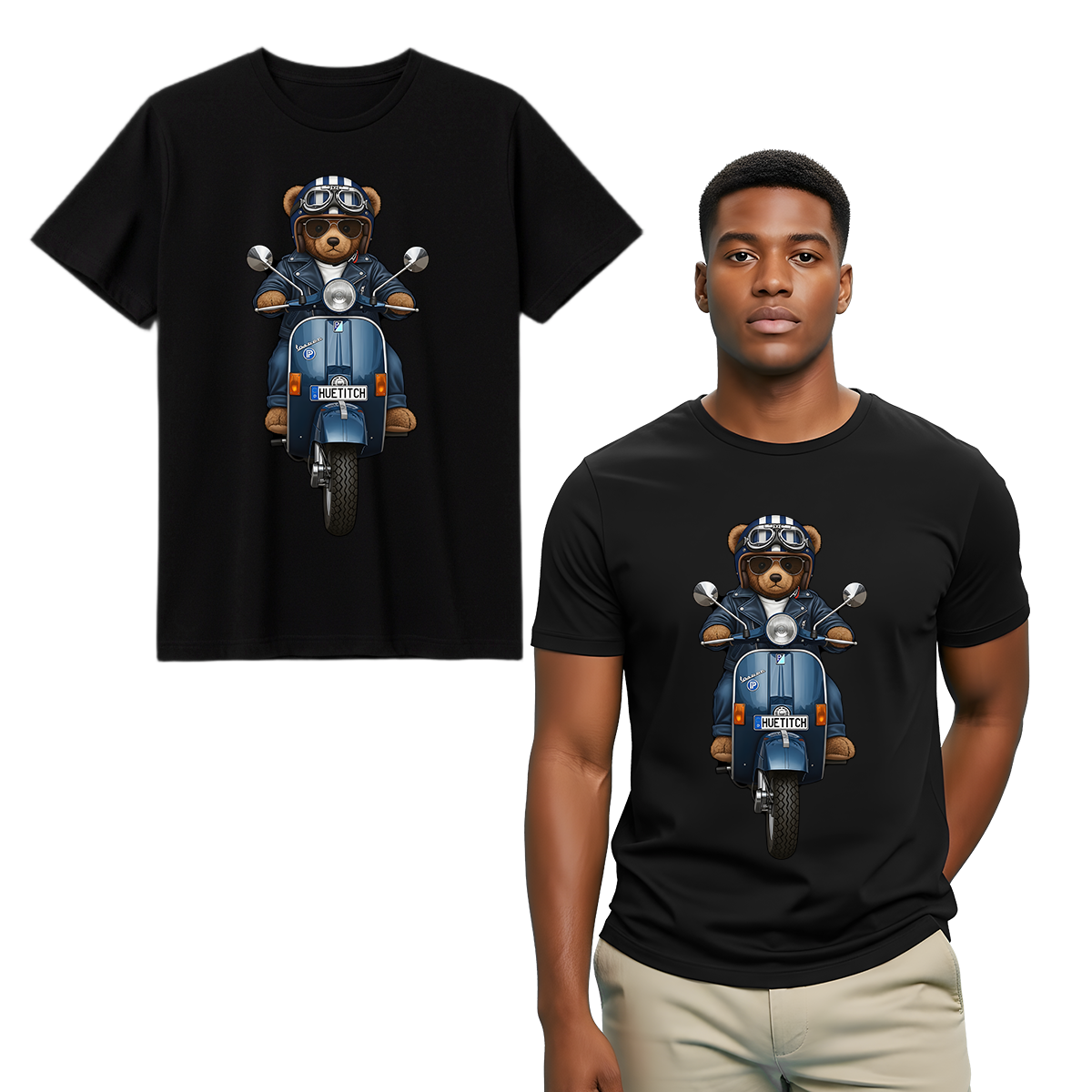 " Dark Navy Scooter Teddy 1" T-shirt