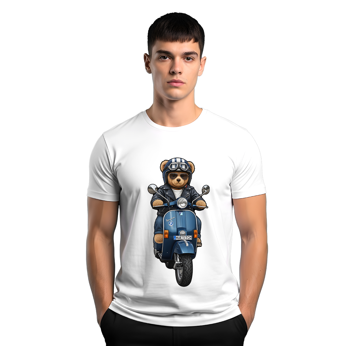 " Dark Navy Scooter Teddy 3" T-shirt