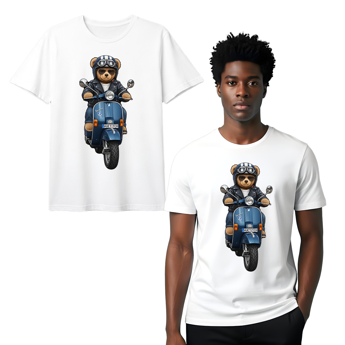 " Dark Navy Scooter Teddy 3" T-shirt